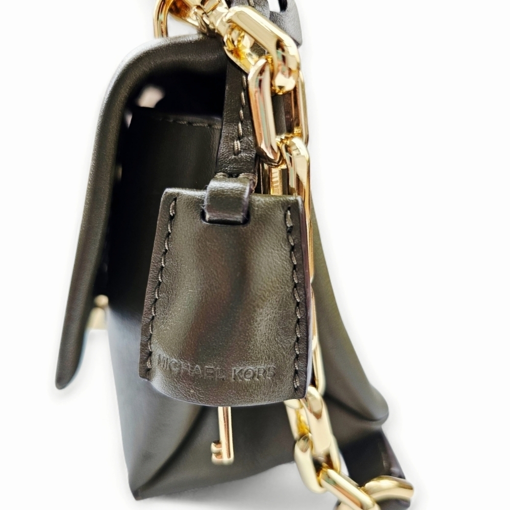 Michael Kors Olive Leather Cece Mini Crossbody Bag with Gold Chain - Picture 6 of 8